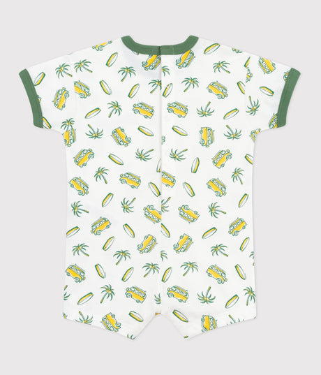 BABIES' SHORT-SLEVEED SUFR PRINT COTTON PLAYSUIT