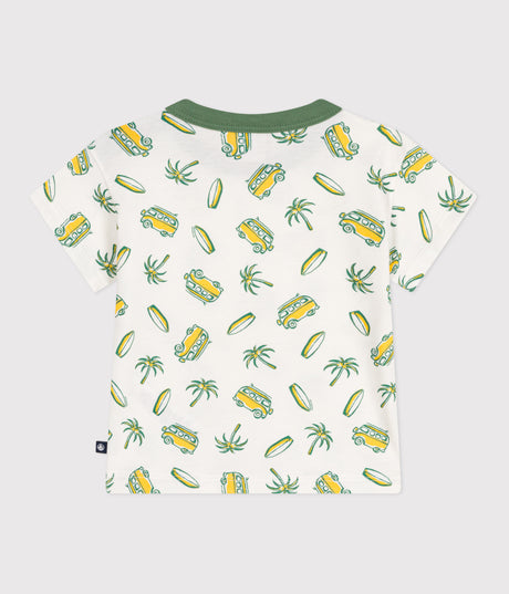 BABIES' SHORT-SLEEVED BOAT PRINT COTTON T-SHIRT