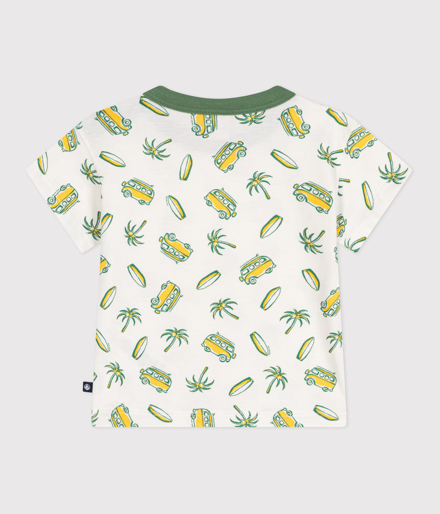 BABIES' SHORT-SLEEVED BOAT PRINT COTTON T-SHIRT