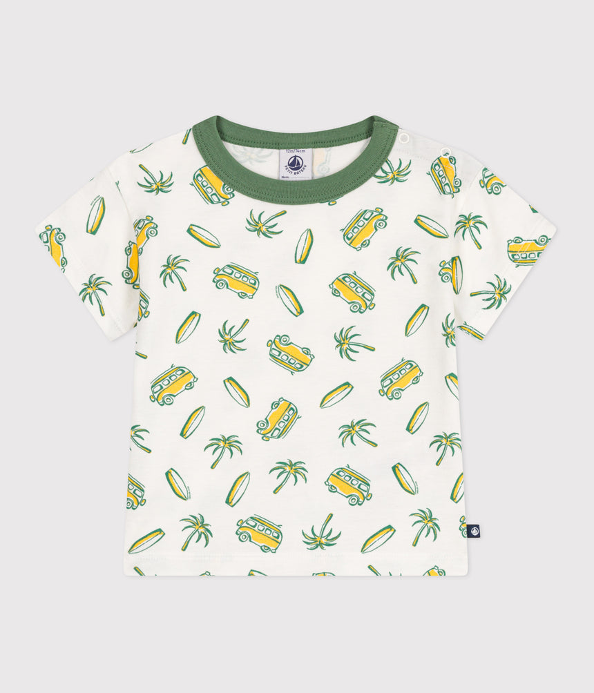 BABIES' SHORT-SLEEVED BOAT PRINT COTTON T-SHIRT
