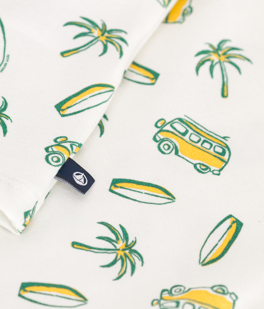 BABIES' SHORT-SLEEVED BOAT PRINT COTTON T-SHIRT