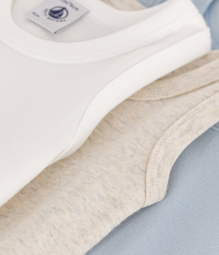 BABIES' SLEEVELESS PLAIN COTTON BODYSUITS - 3-PACK