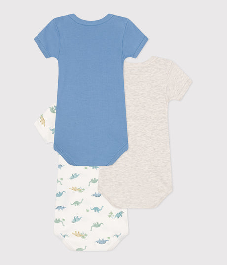 BABIES' SHORT-SLEEVED PRINTED COTTON BODYSUIT- 3-PACK