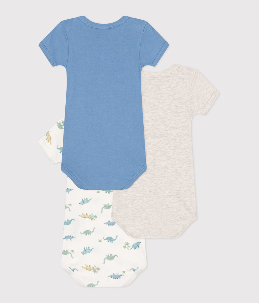 BABIES' SHORT-SLEEVED PRINTED COTTON BODYSUIT- 3-PACK