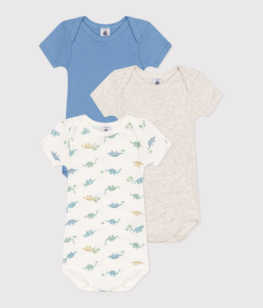 BABIES' SHORT-SLEEVED PRINTED COTTON BODYSUIT- 3-PACK