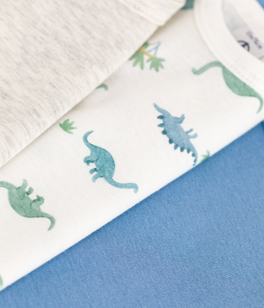 BABIES' SHORT-SLEEVED PRINTED COTTON BODYSUIT- 3-PACK