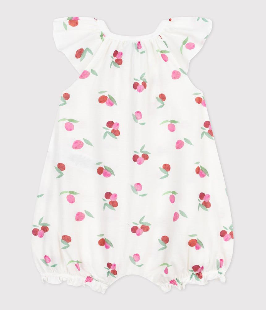 BABIES SHORT FRUIT-PATTERN COTTON JUMPSUIT