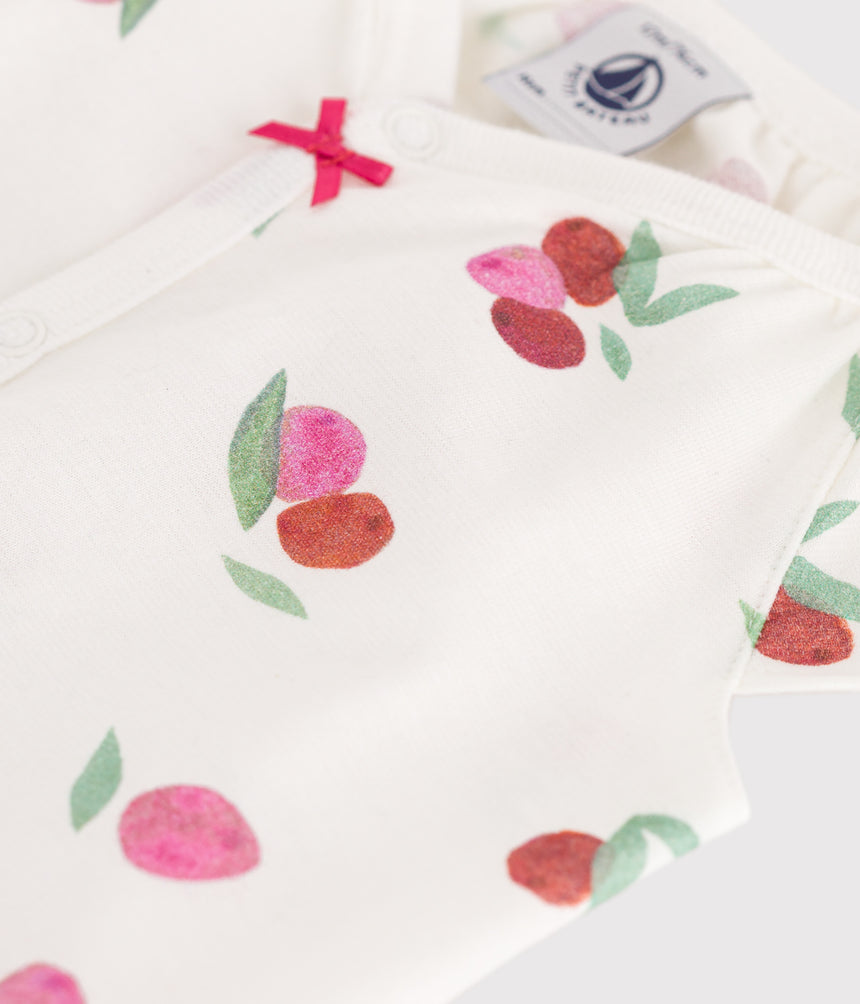 BABIES SHORT FRUIT-PATTERN COTTON JUMPSUIT