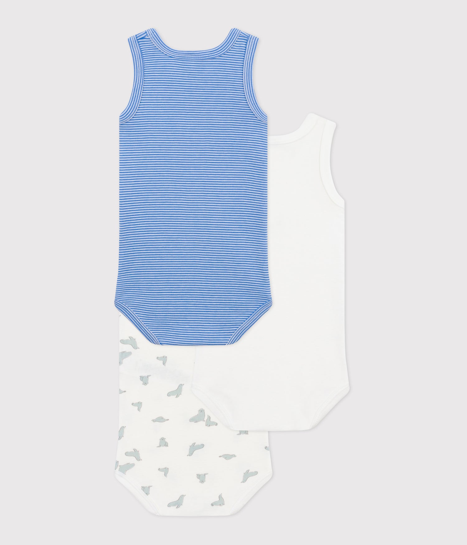 BABIES SLEEVELESS PRINTED COTTON BODYSUITS -3-PACK BABIES SLEEVELESS PRINTED COTTON BODYSUITS -3-PACK