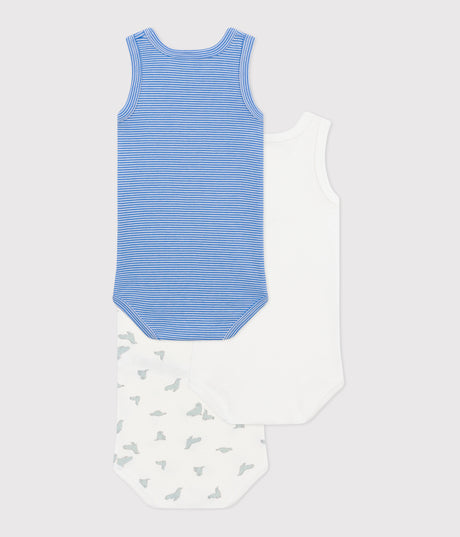 BABIES SLEEVELESS PRINTED COTTON BODYSUITS -3-PACK