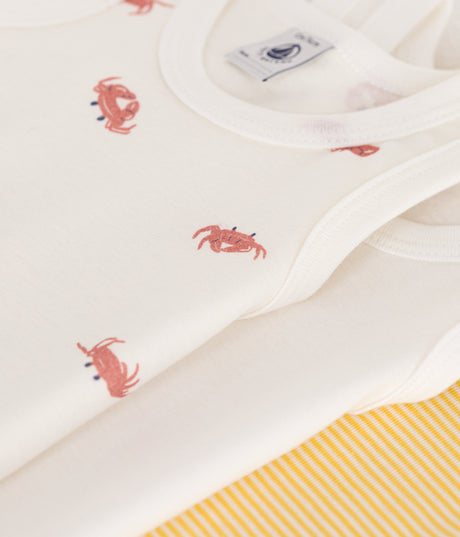 BABIES SLEEVELESS CARB PATTERN COTTON BODYSUITS -3-PACK