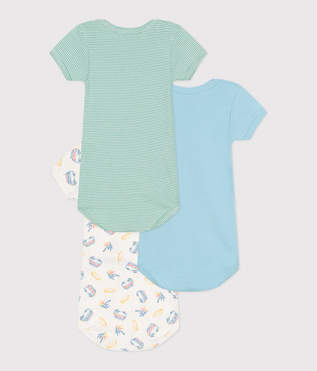 BABIES' SHORT-SLEEVED VAN DESING COTTON BODYSUIT - 3-PACK