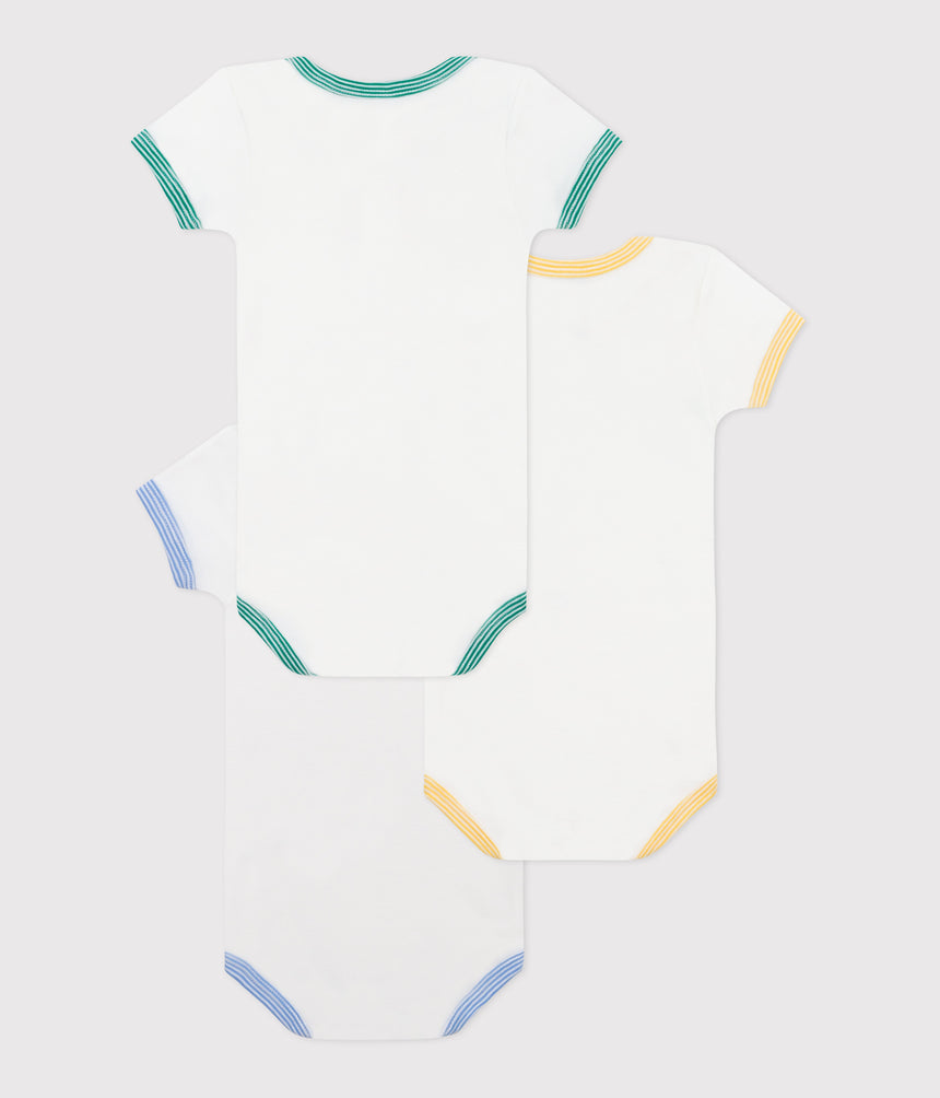 BABIES SHORT-SLEEVED ANIMAL THEMED COTTON BODYSUITS -3-PACK