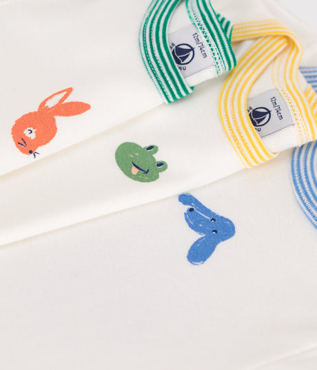 BABIES SHORT-SLEEVED ANIMAL THEMED COTTON BODYSUITS -3-PACK