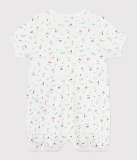 BABIES' SHORT FRUIT-PATTERN COTTON JUMPSUIT