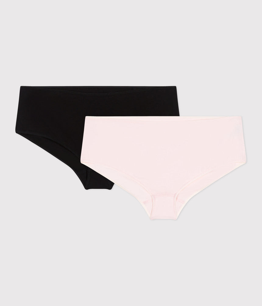 WOMWNS PLAIN COTTON AND ELASTANE SHORTIES -2-PACK