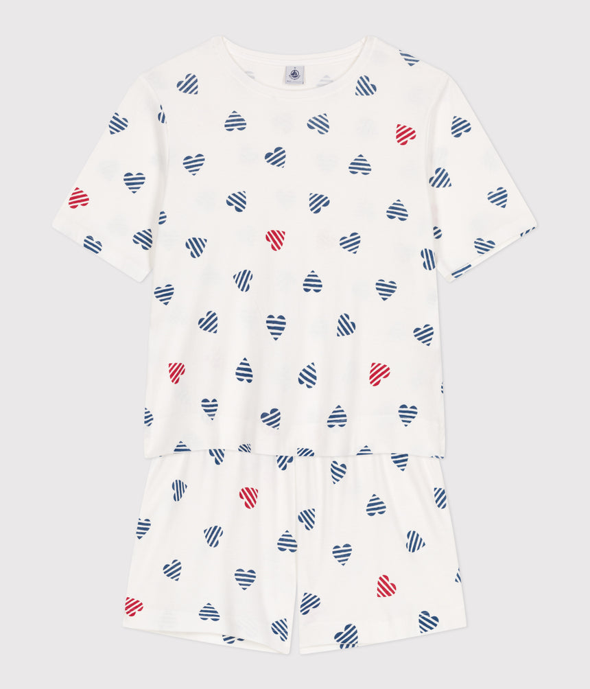 WOMEN'S SHORT HEART PRINT COTTON PYJAMAS