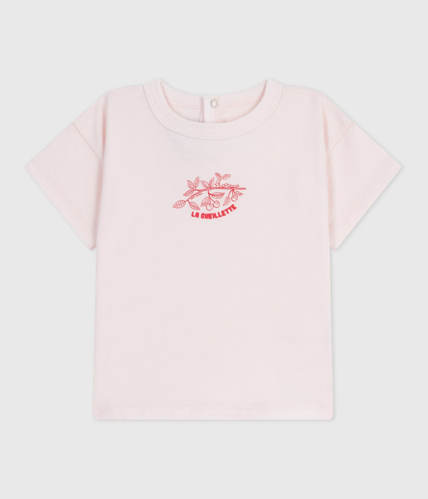 BABIES' SHORT-SLEVEED PLAIN COTTON T-SHIRT