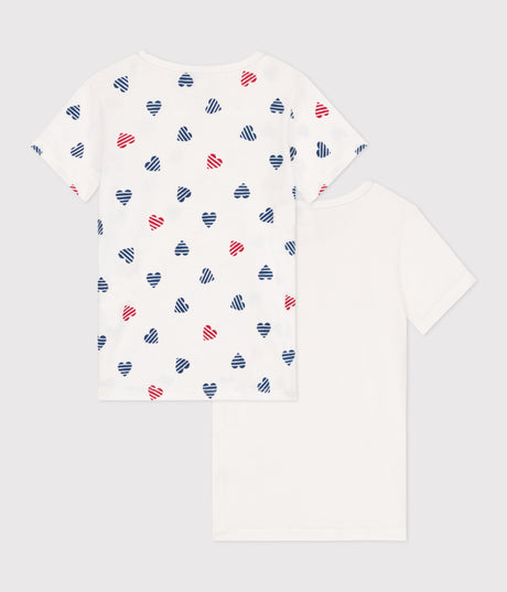 CHILDREN'S SHORT-SLEEVED HEART PATTERN COTTON T-SHIRT -2-PACK.