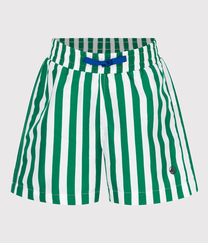 CHILDRENS STRIPY COTTON SWIM SHORTS