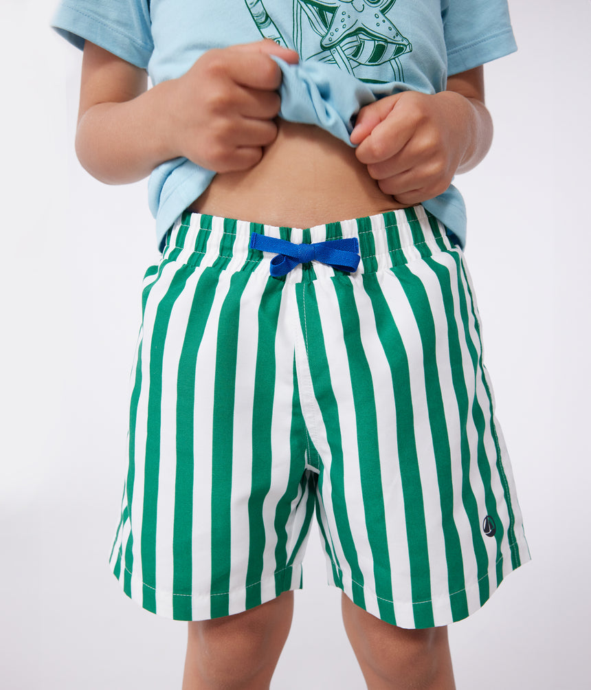 CHILDRENS STRIPY COTTON SWIM SHORTS