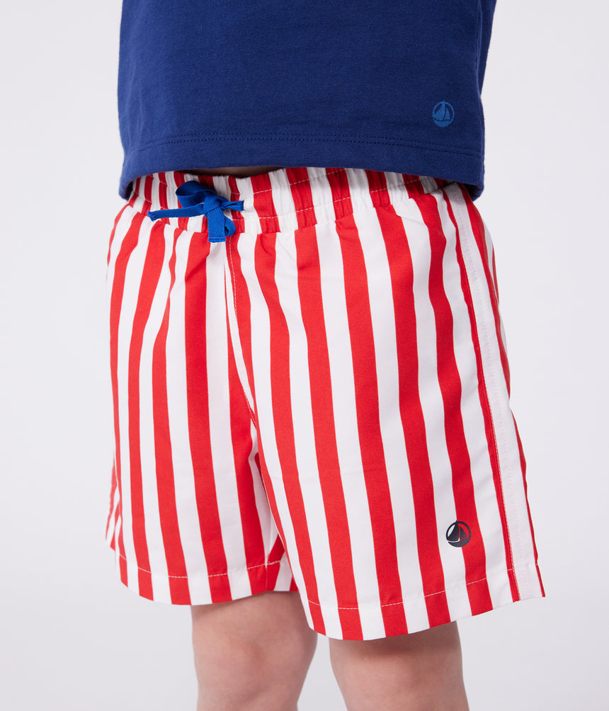 CHILDRENS STRIPY COTTON SWIM SHORTS