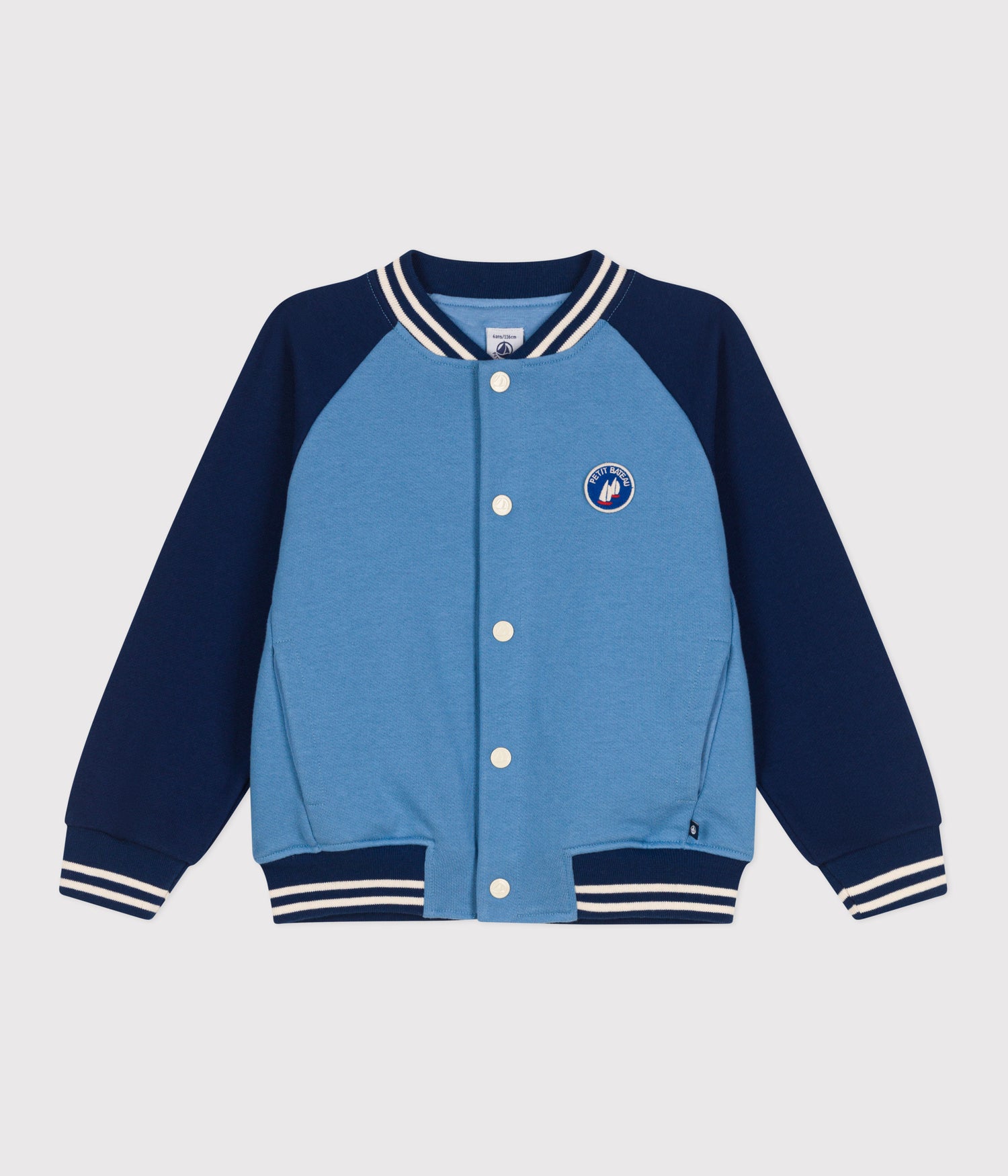 CHILDREN VARSITY-STYLE JACKET IN PLAIN COOTON CHILDREN VARSITY-STYLE JACKET IN PLAIN COOTON