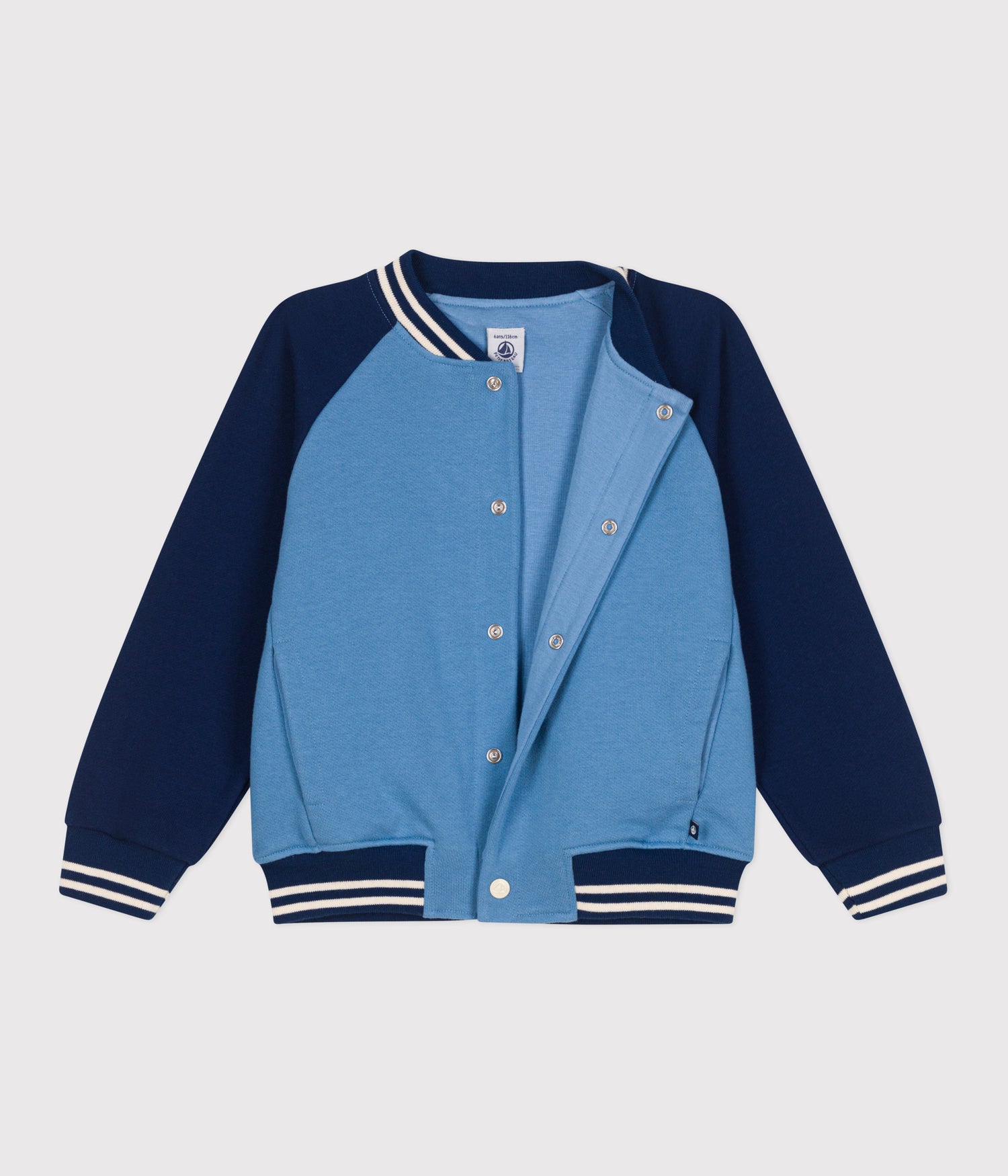 CHILDREN VARSITY-STYLE JACKET IN PLAIN COOTON CHILDREN VARSITY-STYLE JACKET IN PLAIN COOTON
