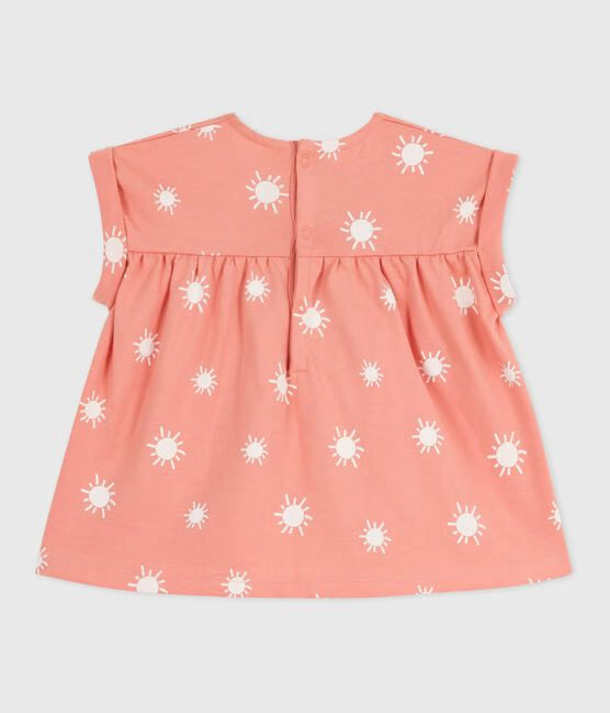 BABIES SHORT SLEEVED SUN PRINT COTTON BLOUSE