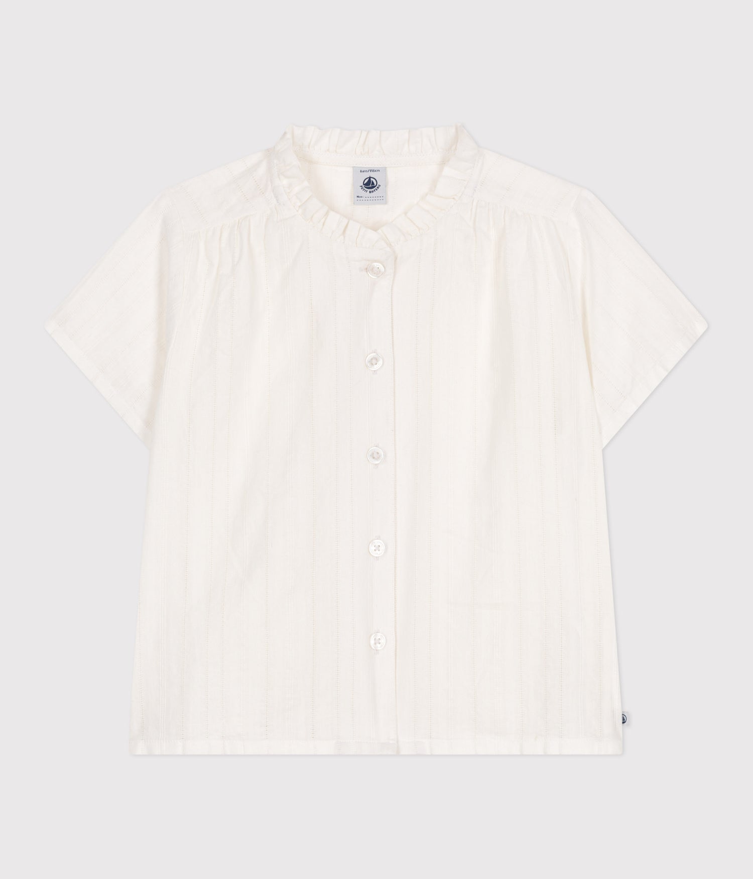 GIRLS PLAIN SHORT-SLEEVED COTTON BLOUSE GIRLS PLAIN SHORT-SLEEVED COTTON BLOUSE