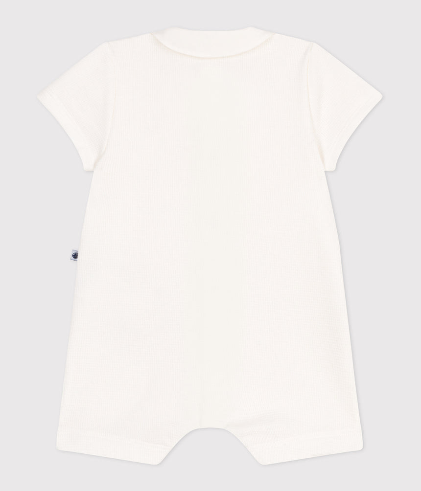 BABY COTTON ROMPER WHITH EMBROIDERED COLLAR