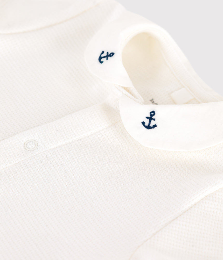 BABY COTTON ROMPER WHITH EMBROIDERED COLLAR