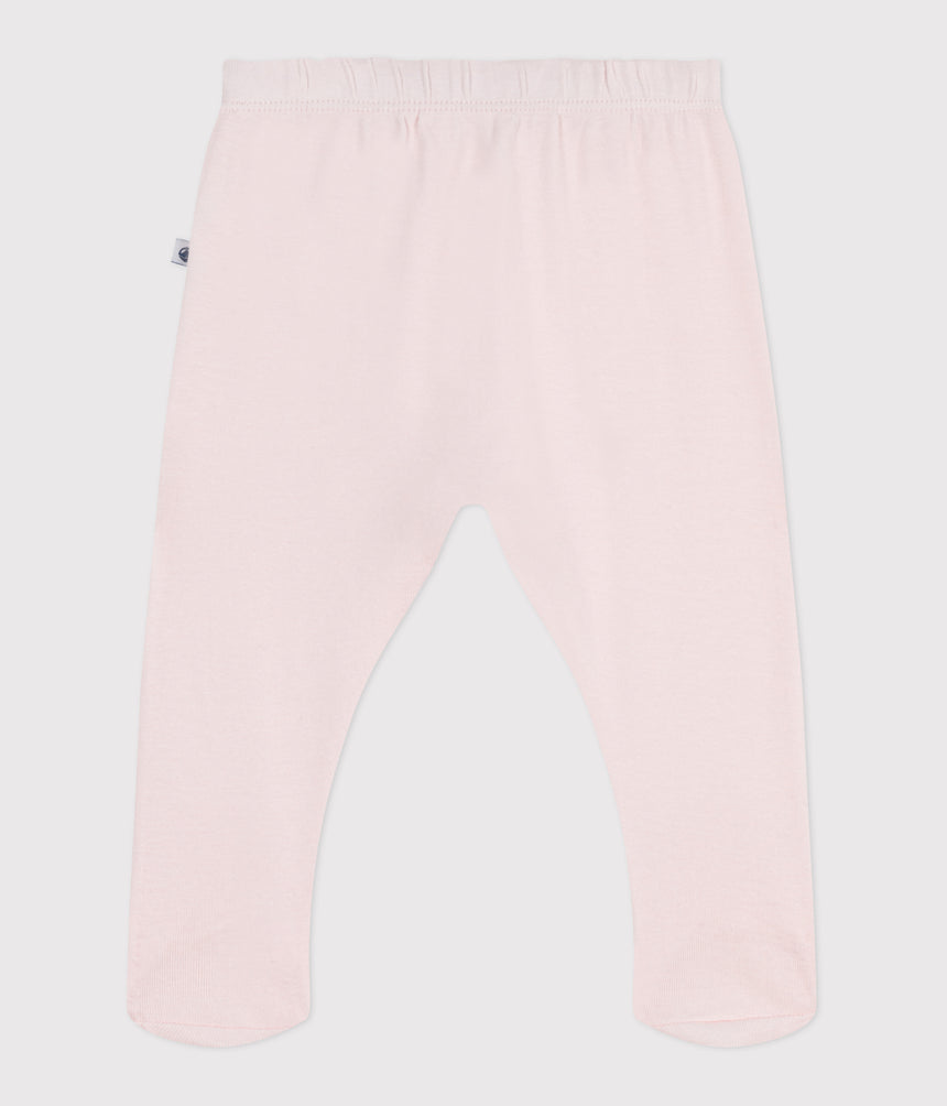 NWEBORN BABIES PLAIN COTTON TROUSERS WITH FEET