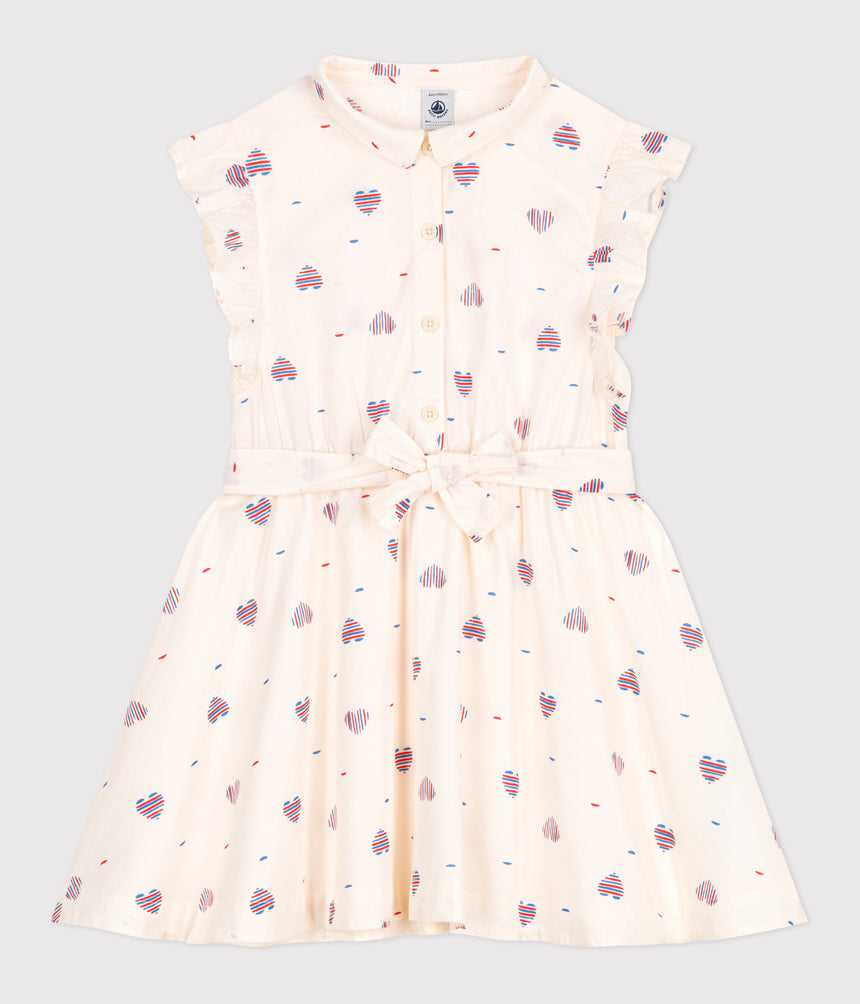 CHILDREN'S SLEEVELESS HEART-PRINT COTTON DRESS