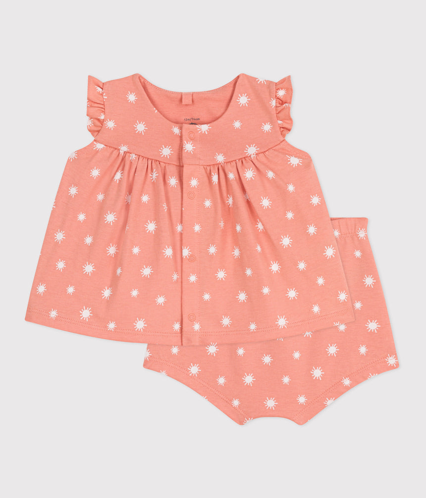 NEWBORN BABIES TOW- PIECE PRINT COTTON SET