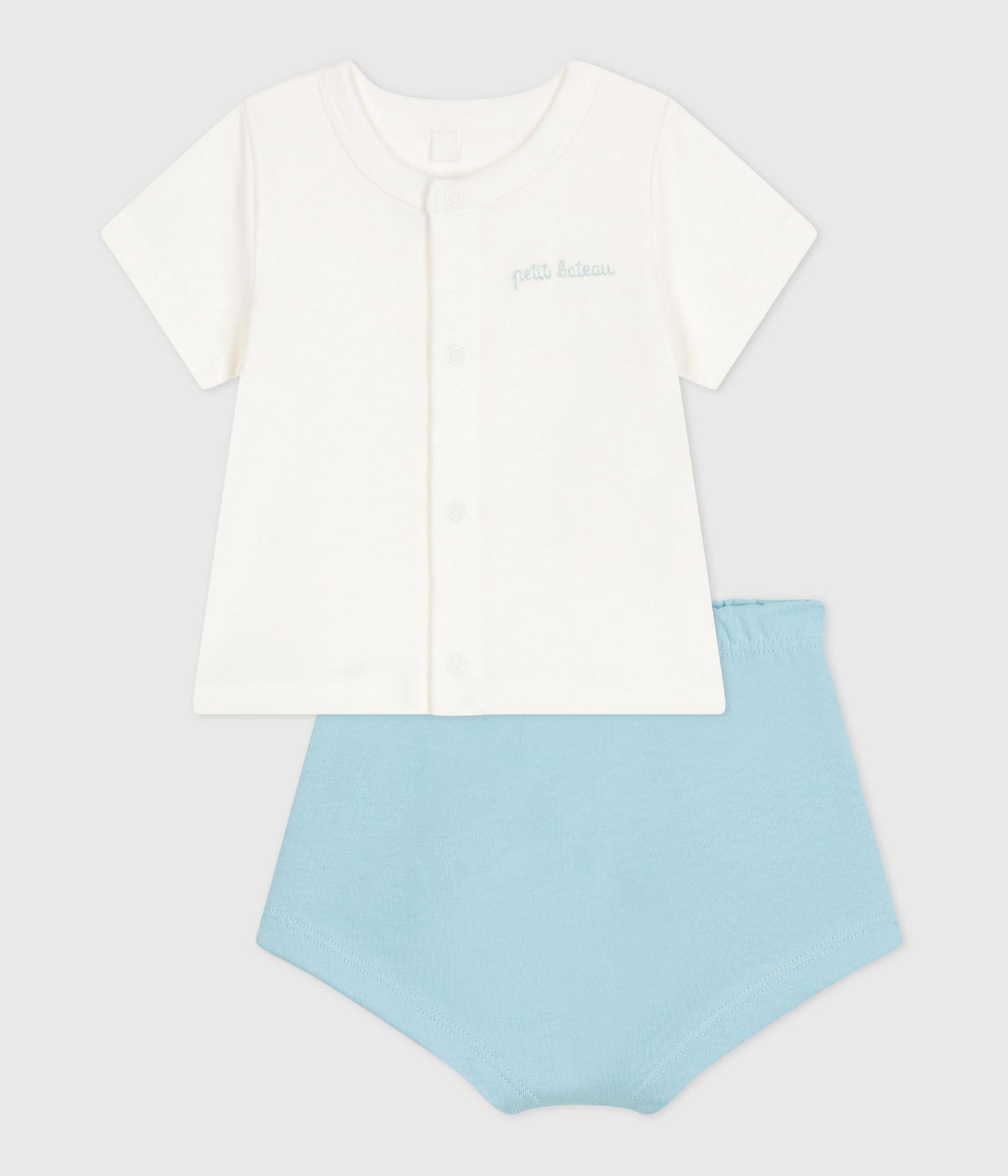 NEWBORN BABIES' TWO-PIECE COTTON SET WITH A PLAIN BOTTOM HALF NEWBORN BABIES' TWO-PIECE COTTON SET WITH A PLAIN BOTTOM HALF
