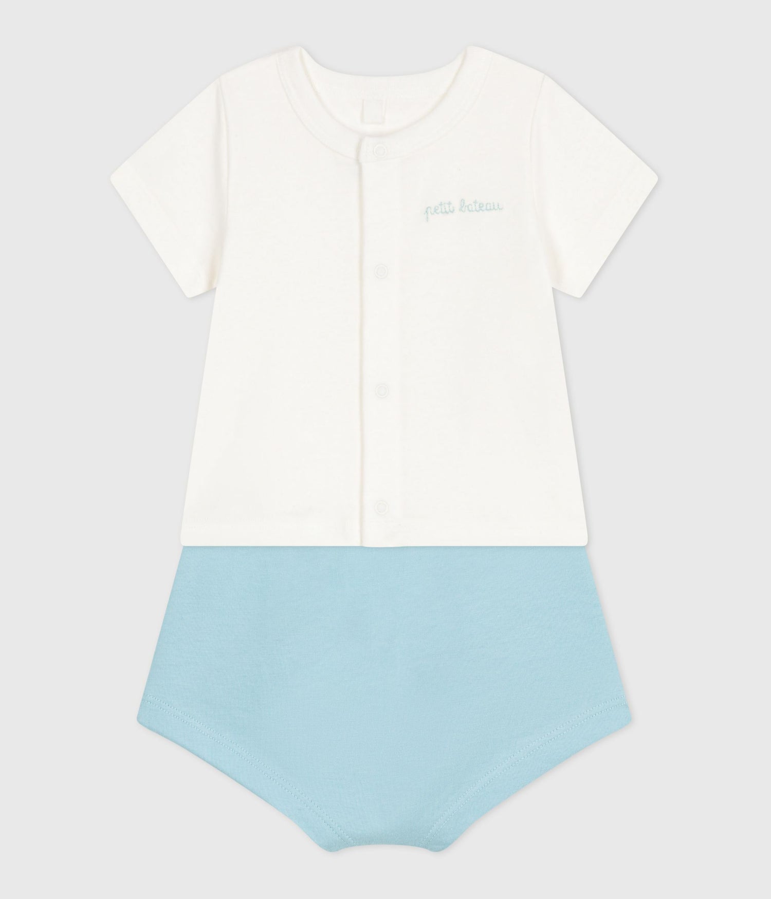 NEWBORN BABIES' TWO-PIECE COTTON SET WITH A PLAIN BOTTOM HALF NEWBORN BABIES' TWO-PIECE COTTON SET WITH A PLAIN BOTTOM HALF