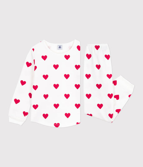CHILDREN'S PYJAMAS IN HEART-PRINTED FLEECE