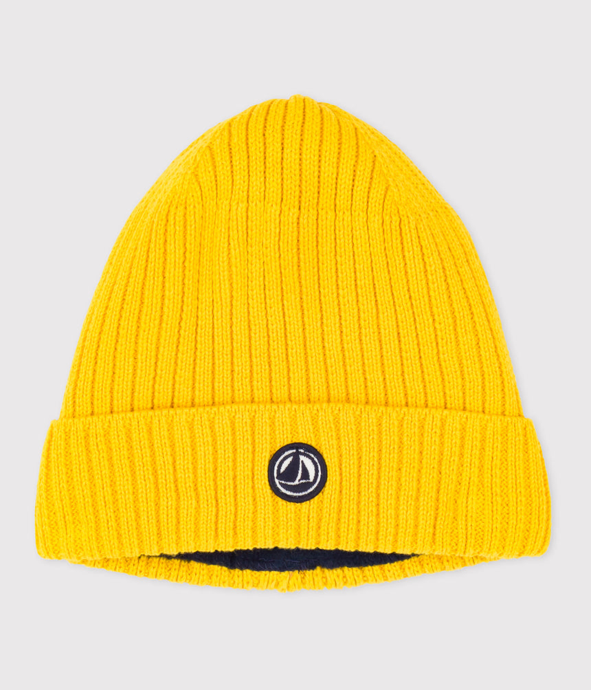 CHILDREN'S KNITTED BEANIE HAT LINED IN POLAR FLEECE