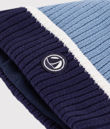 CHILDREN'S KNITTED BEANIE HAT LINED IN POLAR FLEECE