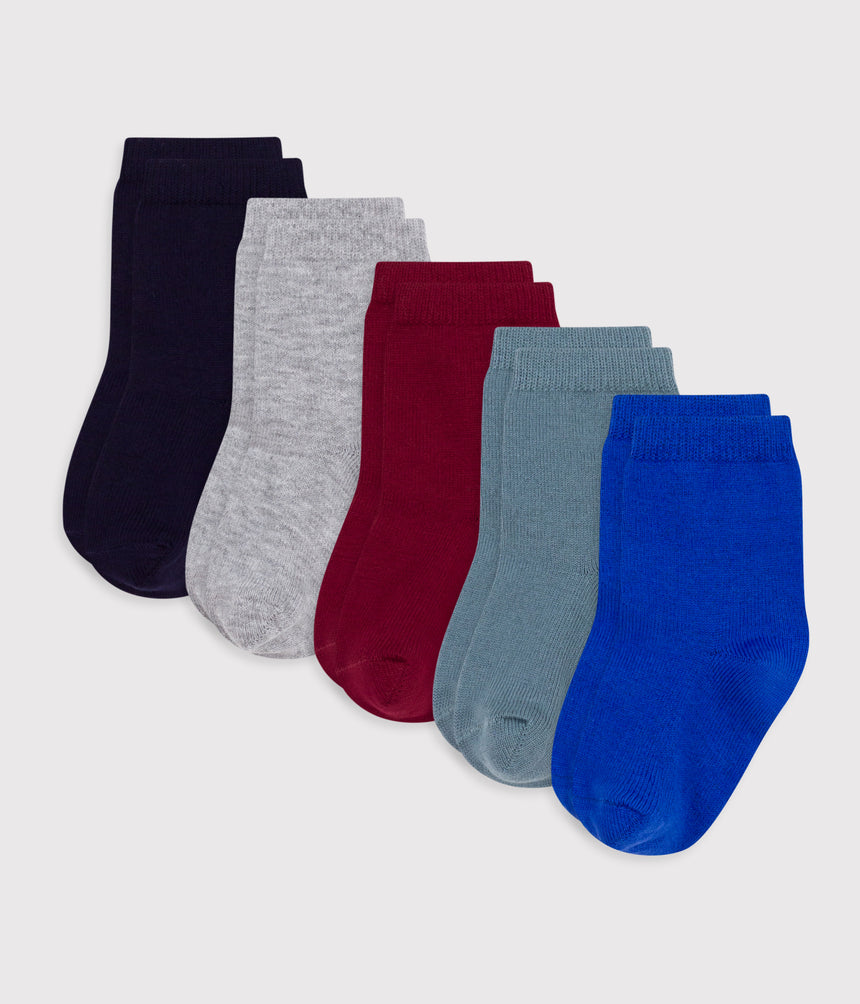BABIES PLAIN COTTON SOCKS -5-PACK