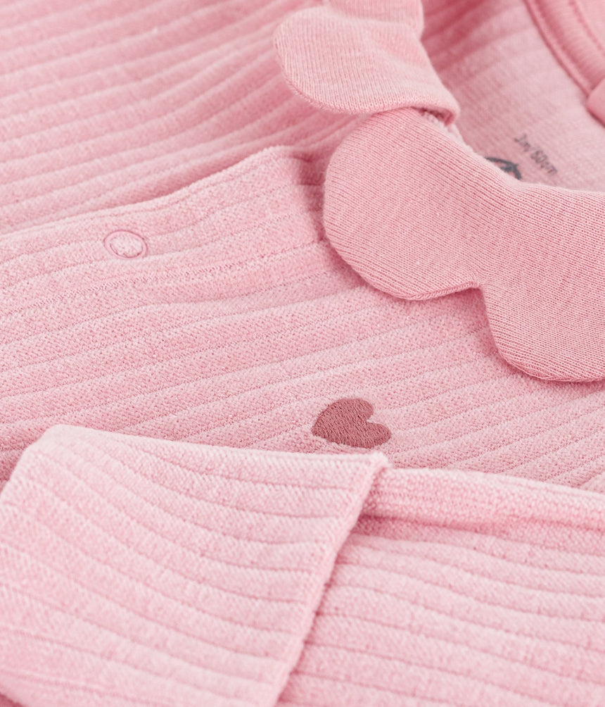 BABIES PLAIN VELOUR PYJAMA SUIT WITH A COLLAR