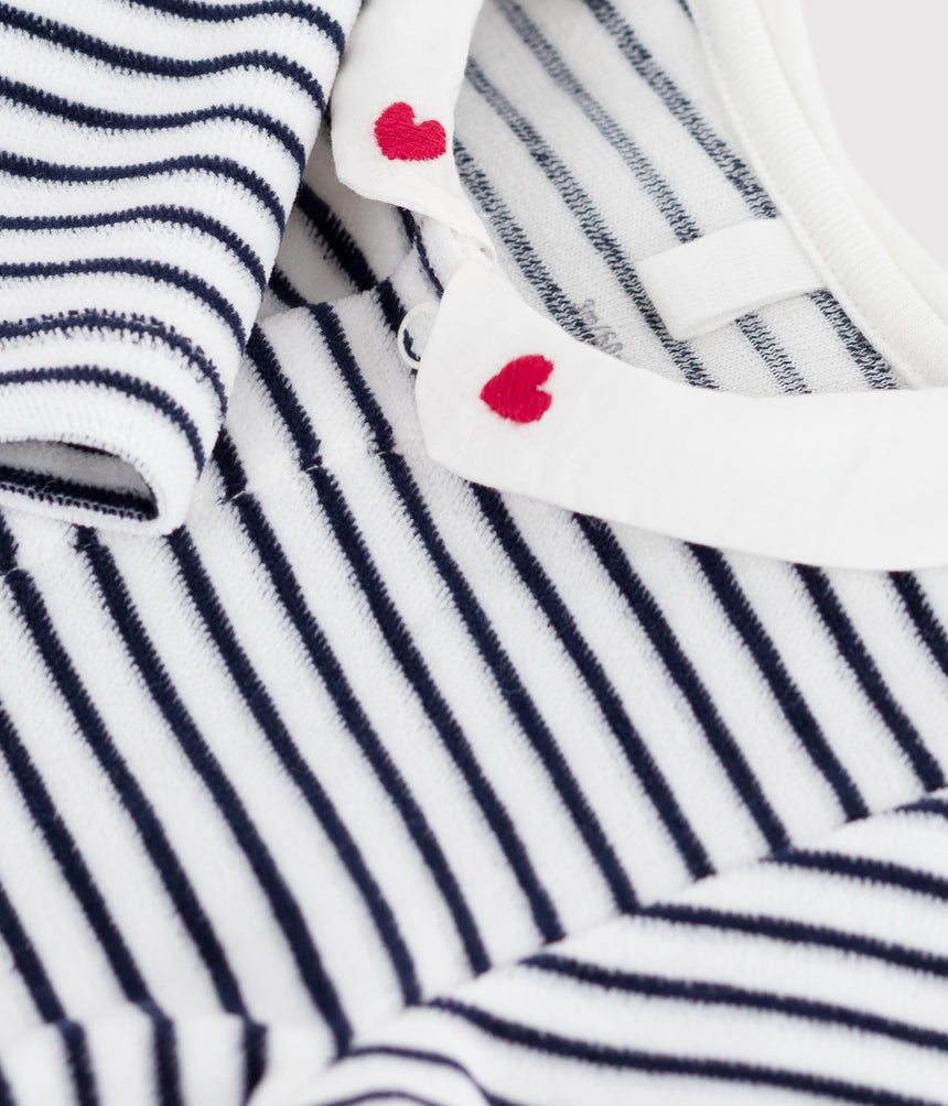 UNISEX BABY VELOUR WITH STRIPED PRINT COLLAR