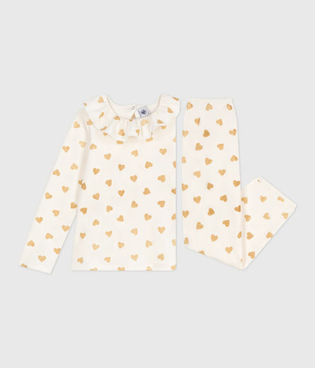 CHILDREN'S VELOUR PYJAMAS WITH A GOLD GLITTER HEART PRINT