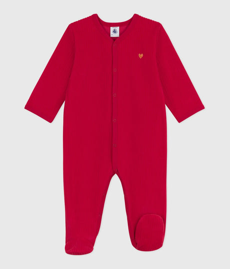 BABIES' PLAIN VELOUR PYJAMA SUIT