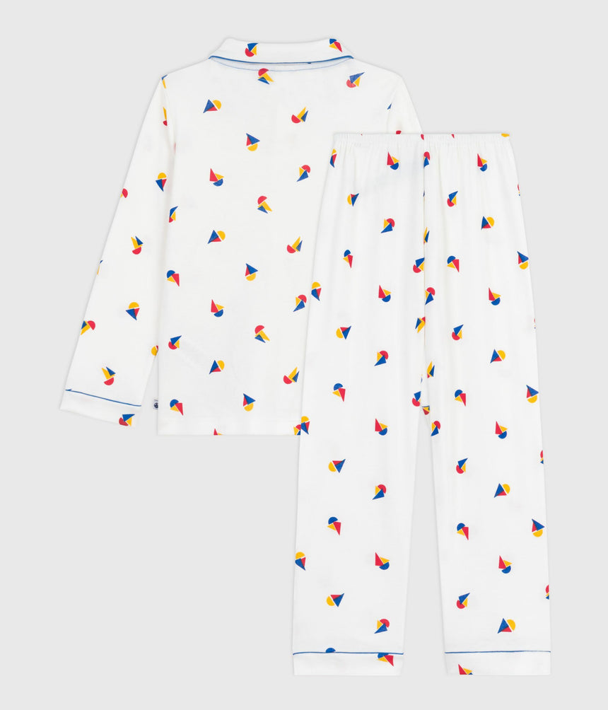 CHILDRENS BUTTONED PRINTED COTTON PYJAMAS