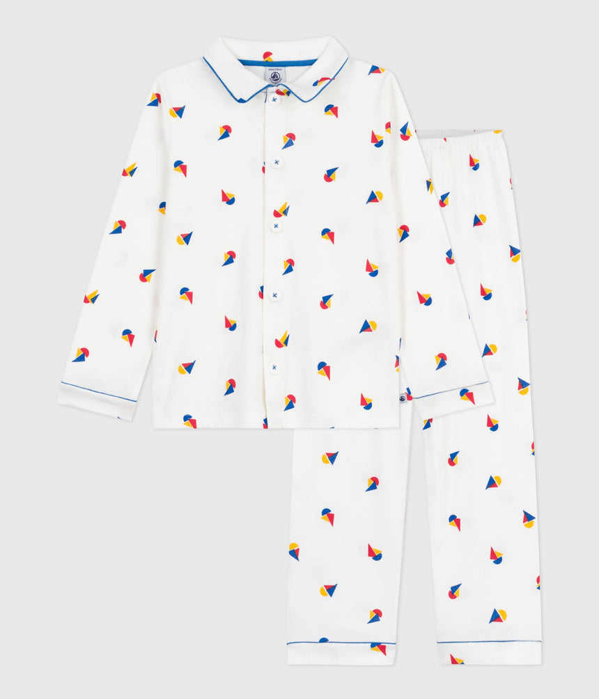 CHILDRENS BUTTONED PRINTED COTTON PYJAMAS