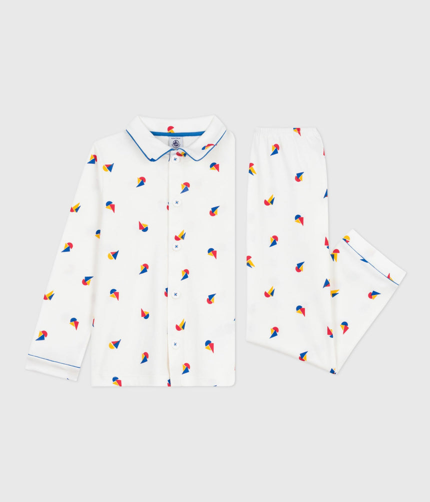 CHILDRENS BUTTONED PRINTED COTTON PYJAMAS