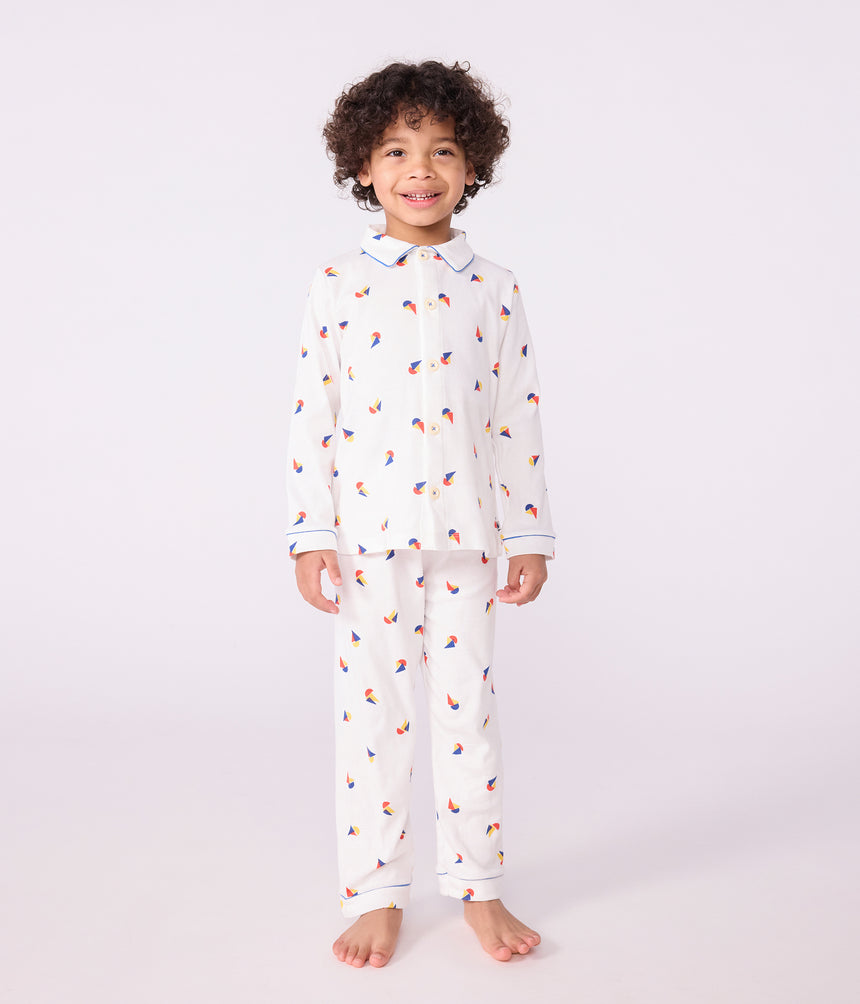 CHILDRENS BUTTONED PRINTED COTTON PYJAMAS