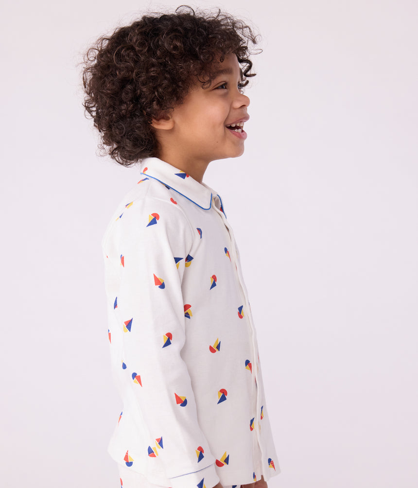 CHILDRENS BUTTONED PRINTED COTTON PYJAMAS